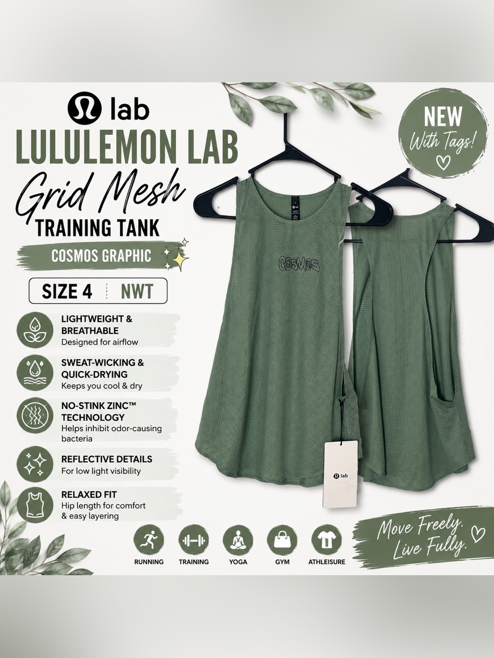 lululemon athletica Lab Grid Mesh Training Tank — Olive